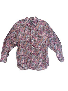 J. Crew Women’s Pink Blue Paisley Long Sleeve Button-Down Shirt Blouse SZ M
